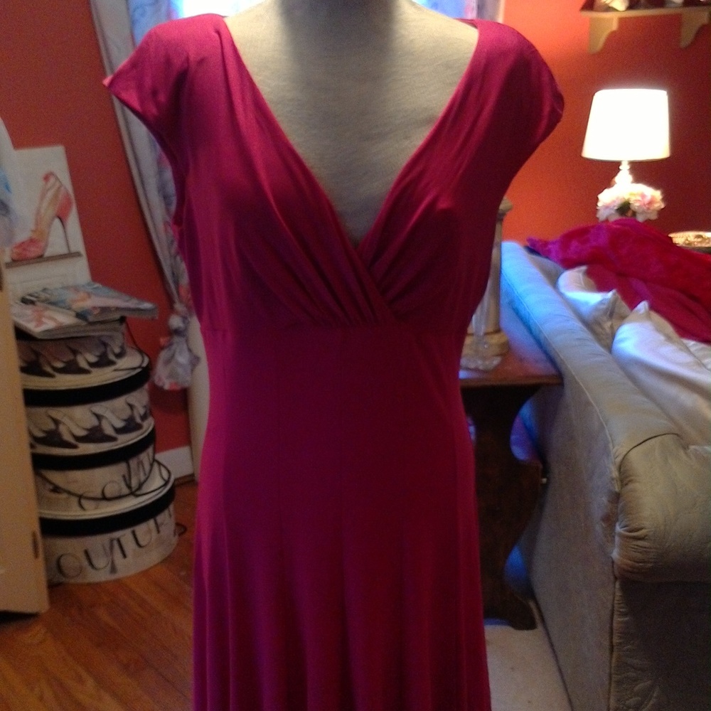 Below the knee, low neckline.